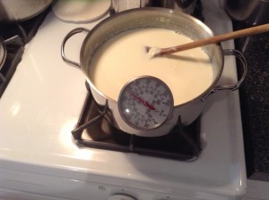 Wait for the milk to cool to just over 115 degrees Fahrenheit